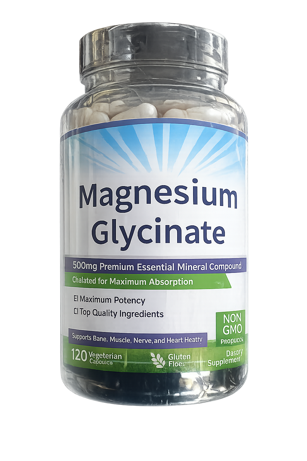 Magnésium Glycinate 500 mg – Absorption Optimale & Soutien Muscles, Nerfs et Cœur SHENALAK